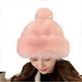 thumbnail image 3 of YM YOUMU Women Pom Pom Bobble Hat Beanie Faux Fur Winter Warm Russian Cossack Ski Cap, 3 of 3