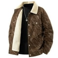 thumbnail image 4 of USNSM (M-5XL)Big and Tall Men's Fleece Corduroy Jackets Sherpa Lined Snap Button Up Long Sleeve Coats Winter Warm Thick Lapel Outwears Brown M, 4 of 6