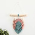 thumbnail image 3 of BR Decoración de pared de tapiz tejido con borlas bohemias, rosa y azul, 3 of 5