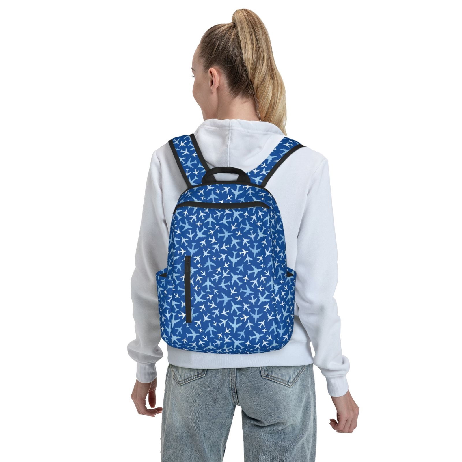 Defioc Airplanes in the Sky Pattern Travel Laptop Backpack,Lightweight Backpack Travel Hiking Daypack Backpack Work Bag for Men Women