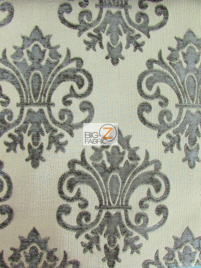 Tan Drapery Upholstery Fabric Reversible Chenille Jacquard Emblems Beige 
