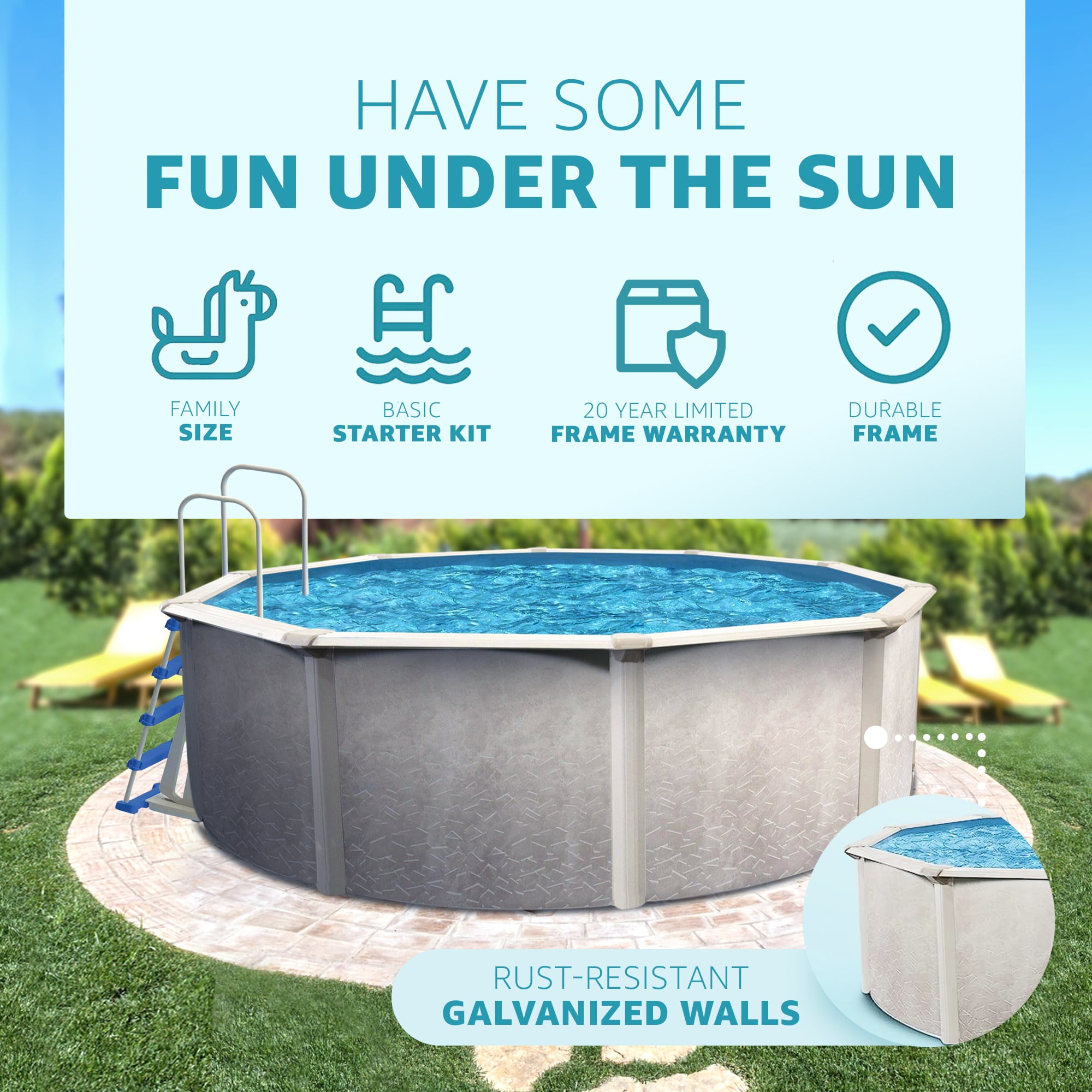 Aquarian Phoenix 21 Foot x 52 Inch Above Ground Pool Kit with Pump & Ladder