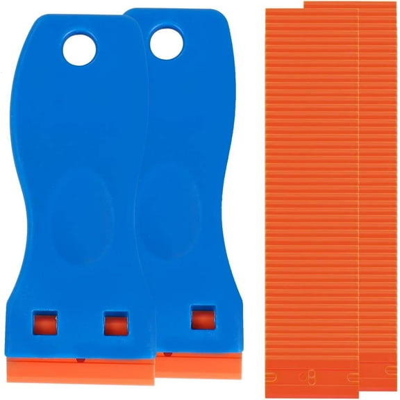 Plastic Razor Blade Scraper,2 PCS Razor Scraper with 100 PCS Blades for Gasket Remover, Labels Decal and Adhesive Remover for Windows and Glass