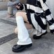 thumbnail image 3 of Calcetines de pierna ancha para mujer, otoño e invierno, con mangas de cuerno, calcetines de invierno jk por encima de la rodilla, calcetines negros de primavera y otoño, calcetines largos apilados, 3 of 5