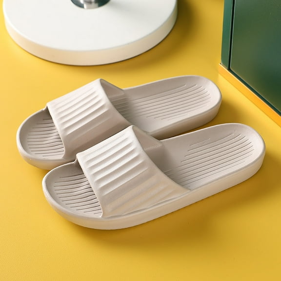 Zhuge Slippers for Women and Men Non Slip Quick Drying Shower Slides Bathroom Sandals ，Ultra Cushion ，Thick Sole（Size：44-45，khaki）