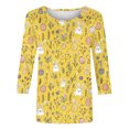 thumbnail image 4 of Cavosen Happy Easter Womens Blouses Three Quarter Sleeve Summer Bunny Eggs Print Pullover Shirts 3/4 Sleeve Crewneck Festival Tops Vacation Holiday T Shirts Casual Yellow S, 4 of 5