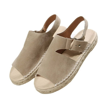 

Espadrilles for Women Mini Heels Summer Casual Bohemia Sandal Ankle Strap Open Toe Flats Fashion Slides for Girls Daily Wear