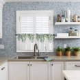 thumbnail image 6 of Half Window Curtain 36 Inches Long, Teal Botanical Window Treatment Curtain Drapes, Sage Green Eucalyptus Leaves Watercolor Small Tier Curtains for Bathroom Over Sink, 27.5"x36", 2 Panels, 6 of 7