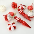 thumbnail image 3 of Christmas Candy Lollipop Ornaments - 4/6/8/12 Pcs Christmas Ball Ornaments Glitter Hanging Peppermint Candy Cane Ball Pendants for New Year Home Decor Party Supplies (Red), 3 of 9