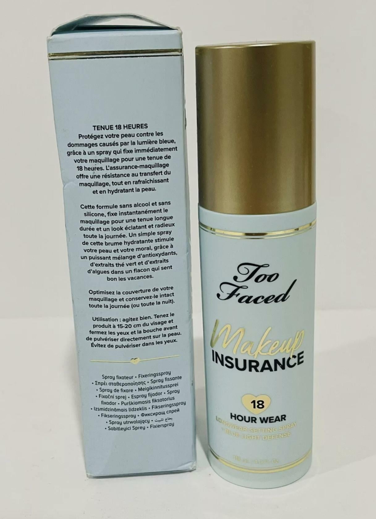 Too Faced Makeup Insurance 18 Hour Wear Longwear Setting Spray + Blue Light Defense - 4 fl oz / 118 mL