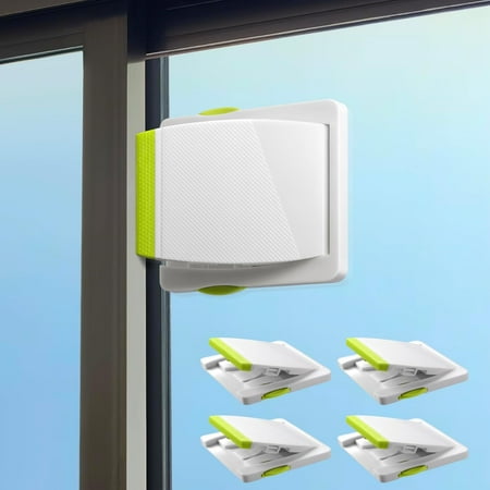 Sliding Glass Door Child Lock, 4 Pack Child Safety Sliding Glass Door Lock for Sliding Glass Doors, Sliding Windows, Sliding Closet, Kids Proofetc Closet Doors, No Drilling Tools Needed (Green)