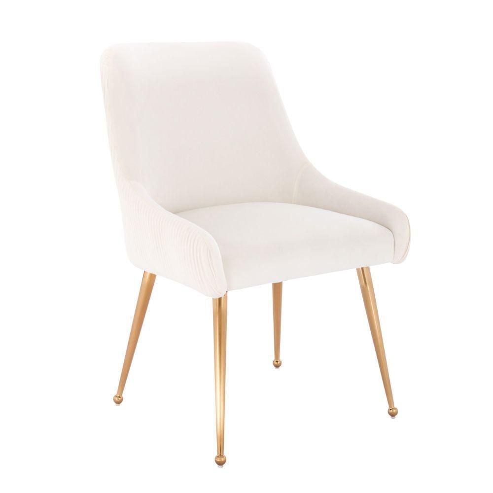 Henry III Dining Chair Set of 2 – Elegant Velvet Dining Accent Chairs with Comfortable Upholstery, Gold Legs, and Stylish Handle Detail on the Back