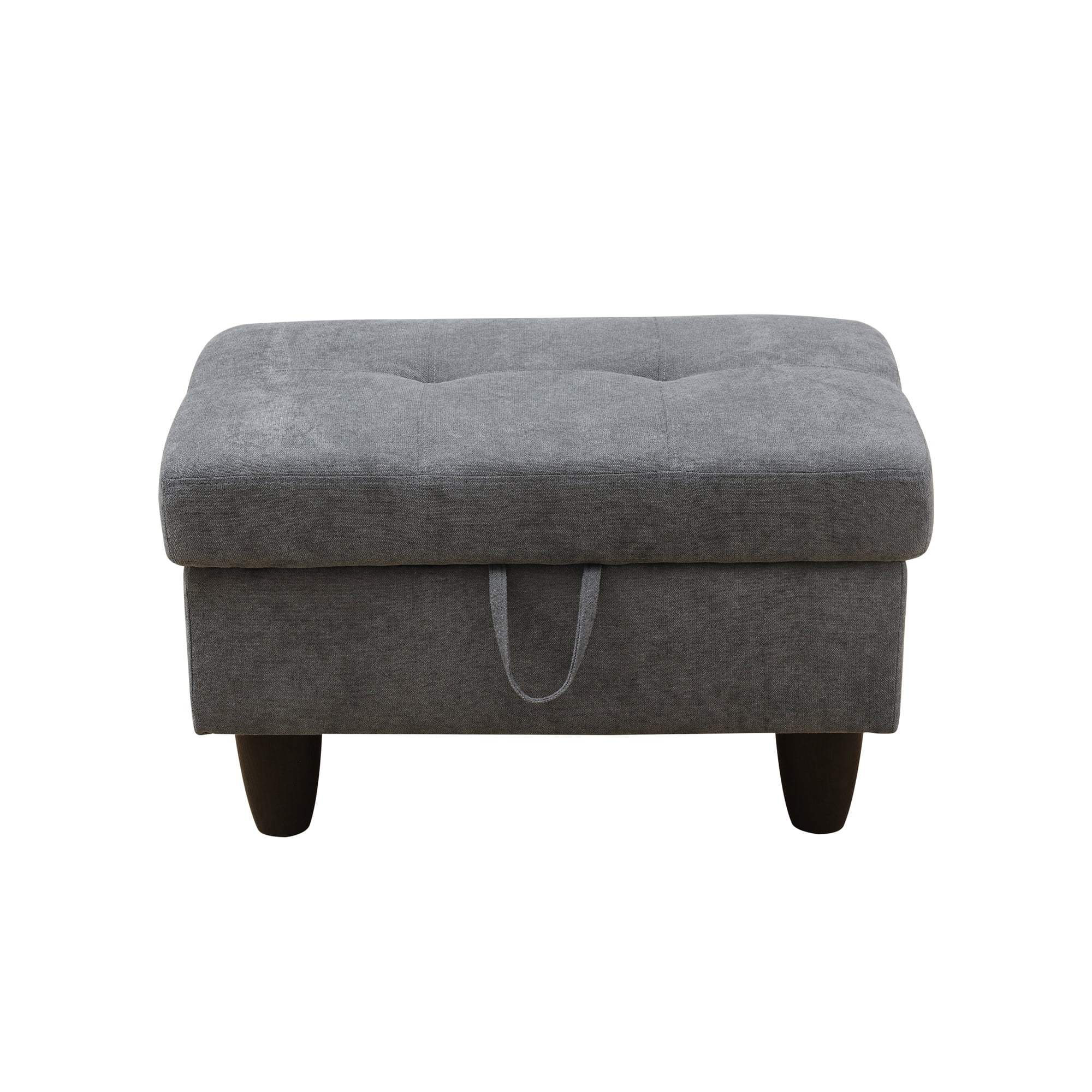 MAYEERTY Faux Leather Ottoman with Storage for Modular Sectional Sofa, Dark Grey