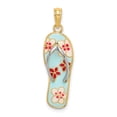 thumbnail image 1 of FB Jewels 14K Yellow Gold Fuschia and White Flowers On Aqua Flip-Flop White Straps Pendant, 1 of 4