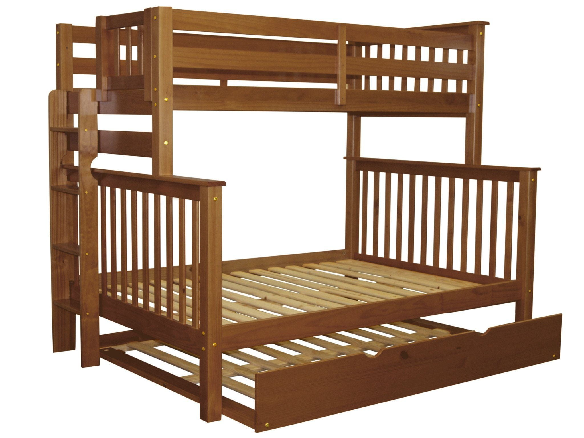 Bedz King Bunk Beds Twin Over Full Mission Style With End Ladder And Bedz King Bunk Beds Twin Over Full Mission Style With End Ladder And A Trundle Cappuccino Com
