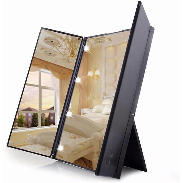 8 LED Lighted Makeup Mirror (Makeup and Shaving, Standing Mirror with Battery, Travel or Bathroom)