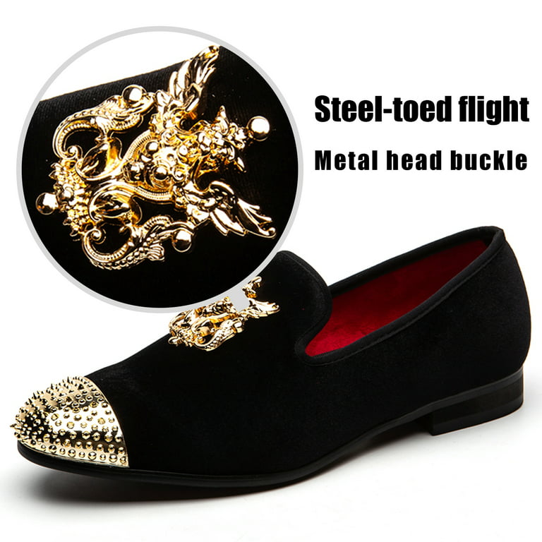 Luxury Velvet Men's Slip On Oxfords Party Loafers Tuxedo Shoes Gold Buckle  Blue