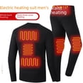 thumbnail image 2 of Conjunto de ropa interior térmica para hombre y mujer con almohadilla calefactora eléctrica inteligente, ropa interior térmica con carga USB y pantalones, camisa de fondo, 2 of 4