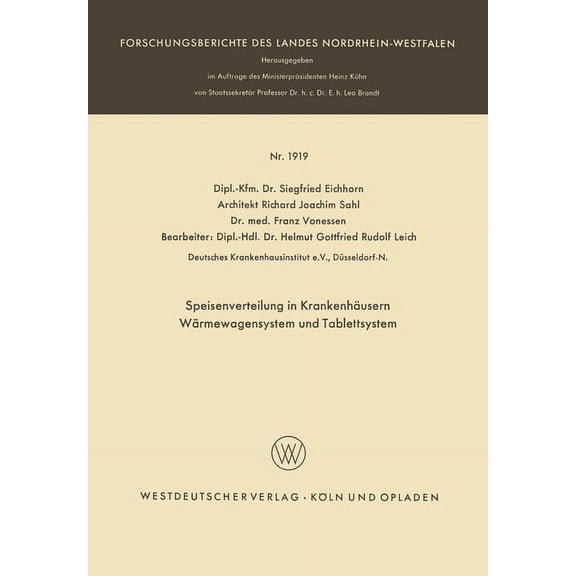 Speisenverteilung in Krankenhäusern Wärmewagensystem und Tablettsystem, (Paperback)