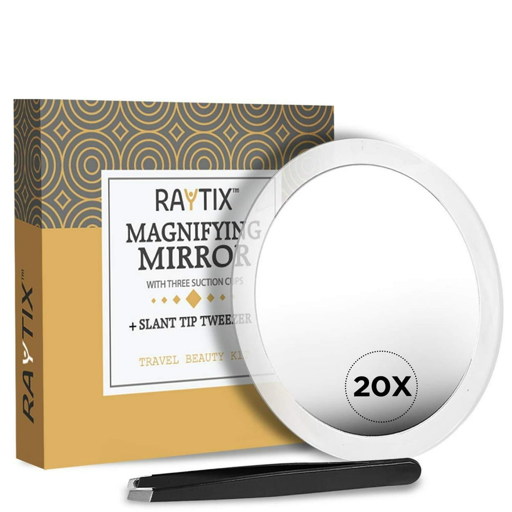 20X Magnifying Mirror & Slant Tweezers Makeup Application & Eyebrow