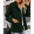 thumbnail image 2 of Women Casual Fall Autumn Zip Up Lightweight Jacket Solid Trenchcoat with Pocket, 2 of 4