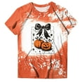 thumbnail image 5 of Women Graphic Tees Cartoon Printed Round Neck Short Sleeve T Shirt Halloween T Shirt Tops, 5 of 6