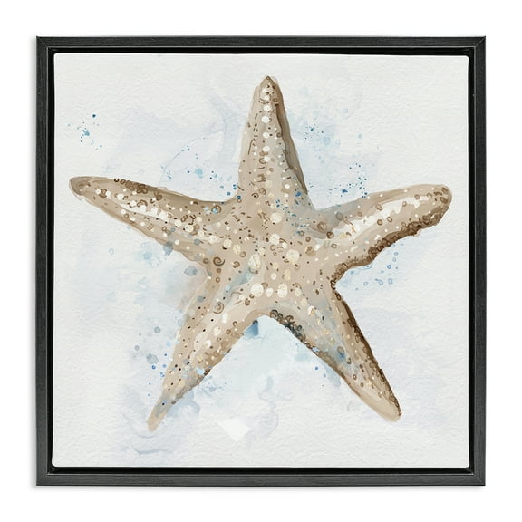Stupell Industries Bubbly Beige Starfish Animals & Insects Painting Black Floater Framed Canvas Art Print Wall Art, 18 x 18