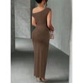 thumbnail image 5 of Women's Textured Single Shoulder Bodycon Maxi Dress with Stretch Ninety Five Percent Polyester Five Percent Spandex, 5 of 10