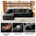 thumbnail image 4 of Vinform 103.54 Inch Velvet Sectional Sofa, Modern L-Shaped Modular Sofa with High-Density Foam (Includes Chaise Lounge and Throw Pillows), Upholstered Cloud Sofa for Living Rooms(Black/Right Side), 4 of 7