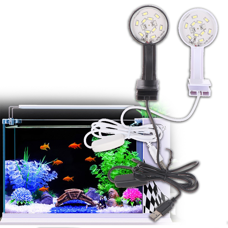Small Aquarium Fish Bowl Light Led coral Usb Charging Clip Landscaping Lights