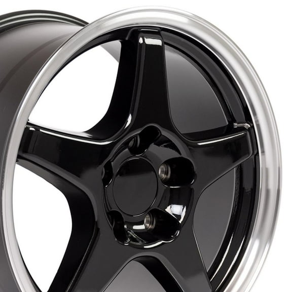 OE Wheels CV01 17 Inch Rim Fits Corvette C4 ZR1 Style 5x120.65 17x9.5 Gloss Black Machined Lip - Hollander 5035 (1)