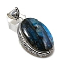 thumbnail image 2 of Natural Labradorite Gemstone Handmade 925 Sterling Silver Pendant 2.44", 2 of 2