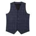 thumbnail image 3 of purcolt Mens Vintage Plaid Suit Vest V-Neck Herringbone Wool Tweed Vest Slim Fit Waistcoat Formal Business Casual Tuxedo for Wedding Groosmen, 3 of 7