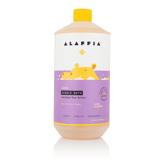 Alaffia Babies & Kids Bubble Bath, Lemon Lavender, Pump Included – Gentle Cleanser with Raw Shea Butter and Lemon Balm, 32 Fl Oz