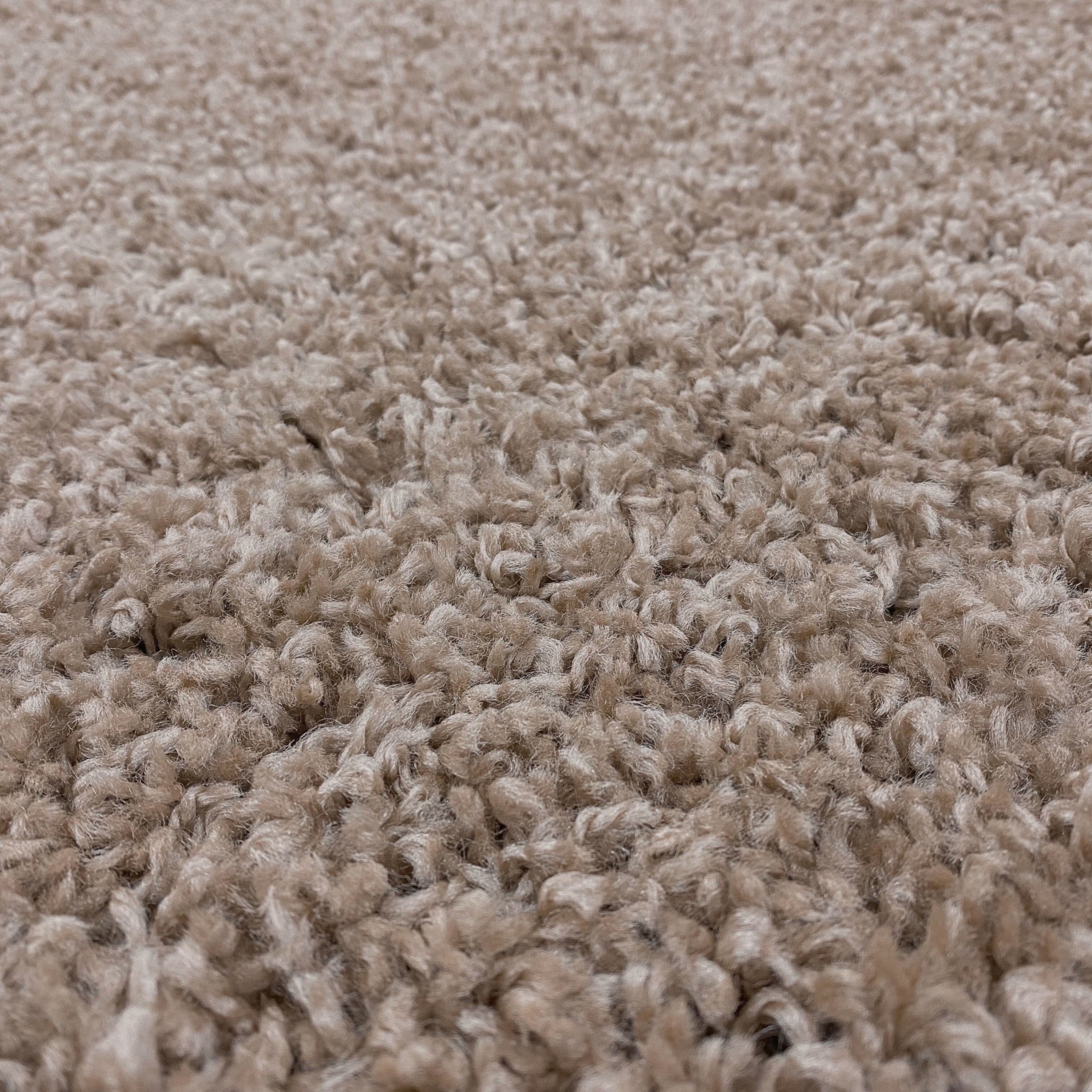 Transitional 3x5 Area Rug Shag Thick (3'3'' x 5') Solid Tan Indoor Rectangle Easy to Clean