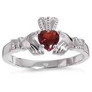 Personalized Planet Family Sterling Silver and Birthstone Claddagh Ring