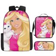 thumbnail image 1 of Barbie Princess Backpack Three-Piece Pink Barbie Girl Backpack Large Capacity Student Backpack, 1 of 2