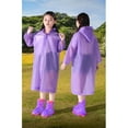 thumbnail image 2 of Kids Rain Jacket,Poncho Boys Girls Plain Color Buttoned Raincoat Waterproof Thick for All Weather,Girls Rain Jacket,Z02 Purple,4-9 Years, 2 of 3