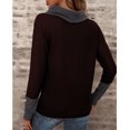 thumbnail image 4 of Jersey de mujer con cuello alto y manga larga, sudadera cómoda para invierno, otoño, oficina, rojo vino oscuro M, 4 of 6