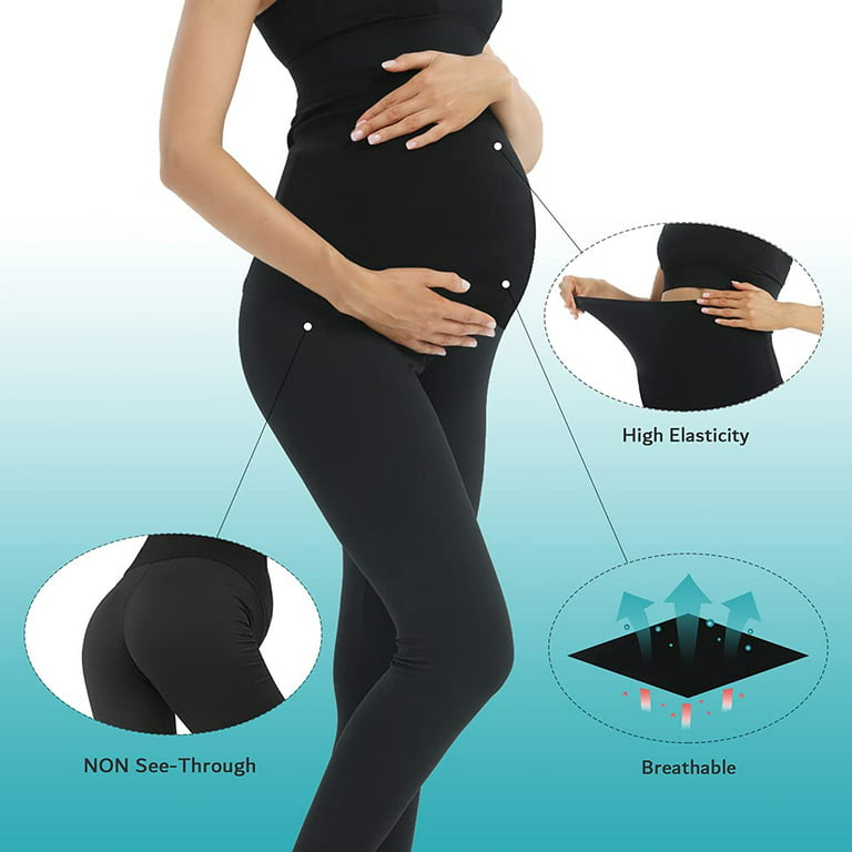 Yilanmy 2 Pack Women Maternity Leggings with Full Panel Tights,Pregnancy  Athletic Yoga Pants 