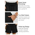 thumbnail image 4 of Chiclily Womens Casual Drawstring Shorts Black Summer Elastic Waist Shorts with Pockets, Small, 4 of 7