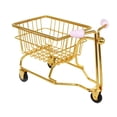 thumbnail image 2 of Carrito de compras en miniatura para niños, carrito de juguete, soporte de maquillaje, accesorio de fotografía bonito, organizador de escritorio, Mini oro y rosa, 2 of 9