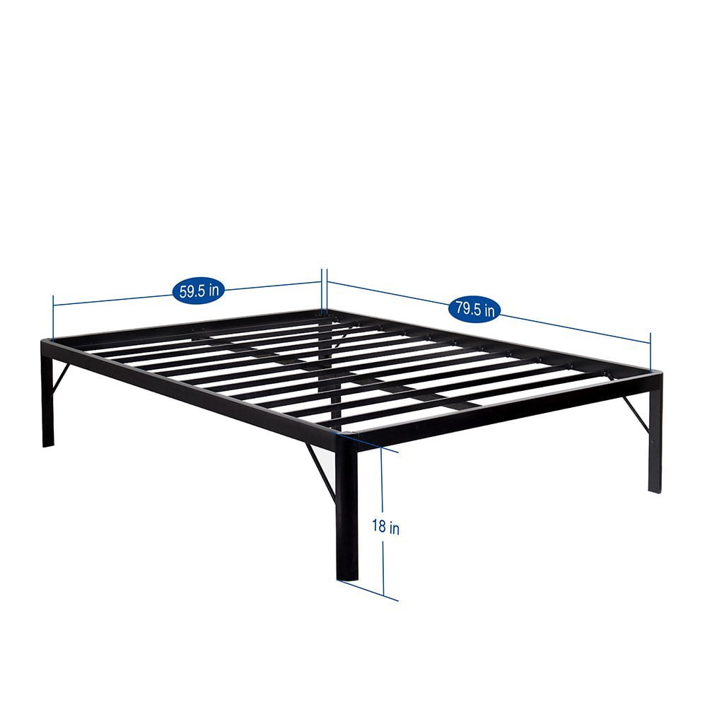 Olee Sleep 18inch Tall Round Edge Steel Slat Bed Frame S 3500 High Profile Platform Queen