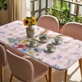 thumbnail image 3 of Bunny Easter Table Cloths for 6 Foot Rectangle Tables, Pink Plaid Spring Floral Pastoral Patio Waterproof Elastic Fitted Tablecloths, Washable Rectangular Table Cover for Camping, 3 of 8
