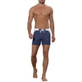 thumbnail image 2 of Unique Bargains Men's Summer Holiday Contrast Color Drawstring Waist Beach Board Shorts 32 Navy, 2 of 5