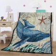 thumbnail image 3 of Manta Zulema estampado de animales marinos 3D suave para sofá cama, 3 of 8