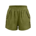 thumbnail image 4 of ClodeEU Women's Solid Color Elastic Waist Shorts with Pockets , Casual Summer Short Green,Women's Plus S, 4 of 5