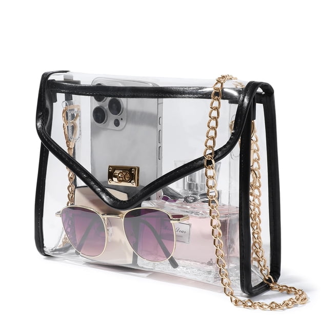 Bolso transparente Bucosd Stadium aprobado para mujeres (negro)