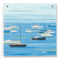 Epic Art 'Summer Regatta II' by Emma Scarvey, Acrylic Glass Wall Art, 36"x36"