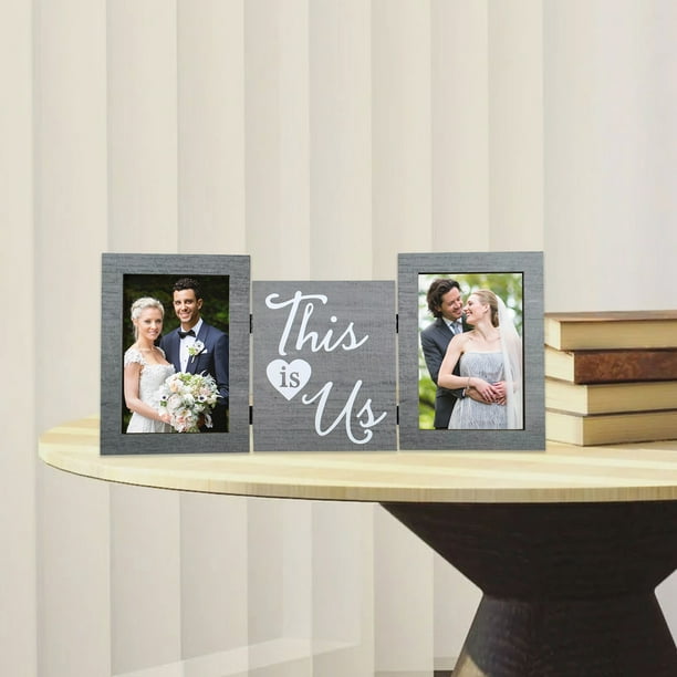 Tri-Fold Hinged Photo Frame Wooden Picture Frame with Plexiglass